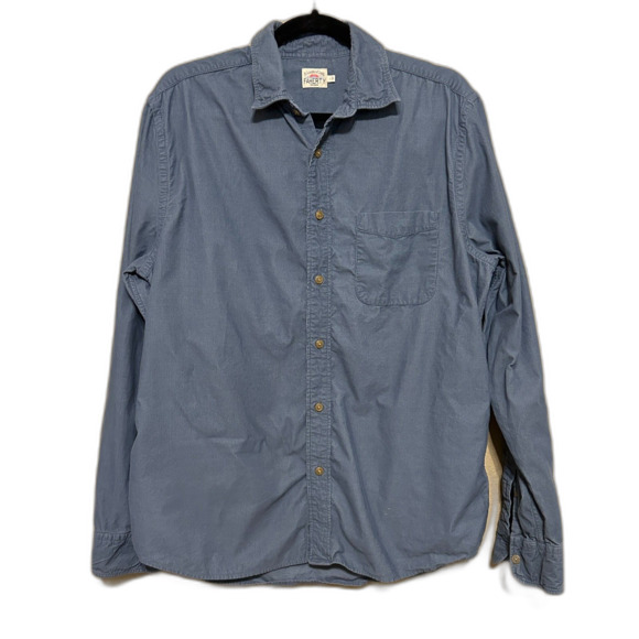 Faherty Fine Corduroy Button Up Shirt Mens Large Blue 100% Cotton Preppy - Picture 1 of 7